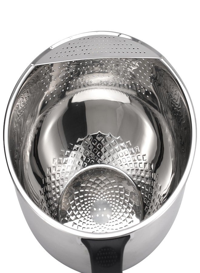 Rice Washing Bowl with Side Drainer Strainer Small Quinoa Washer Bowl, Stainless Steel Colander for Cleaning Fruits, Vegetables, and Beans - Versatile Kitchen Tool